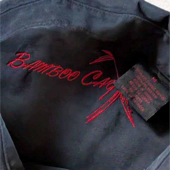 Bamboo Cay Pacific Palms Button Down Shirt Men's Medium Black Cream Paneled - Picture 5 of 8